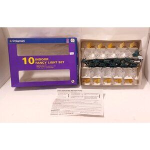 Rare Vintage Polaroid 10 indoor Fancy String light Set Clear Plastic Angel Xmas